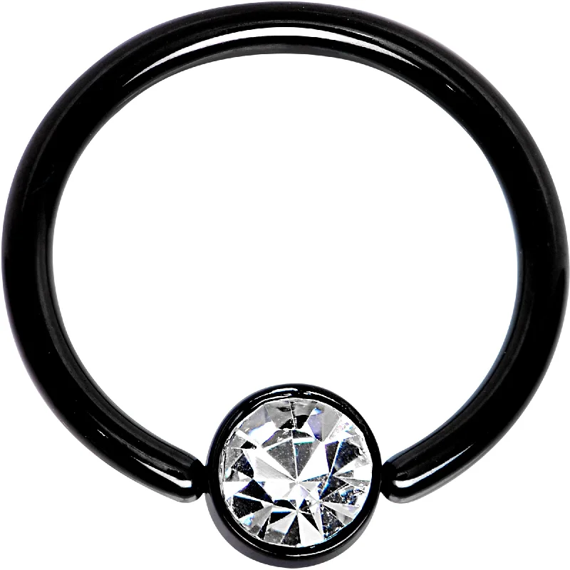 14 Gauge 1/2 Clear Gem 5mm Disc Black IP BCR Captive Ring