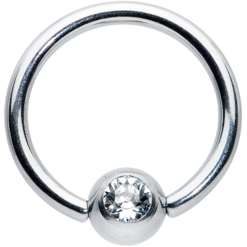 14 Gauge 1/2 Clear Gem BCR Captive Bead Ring