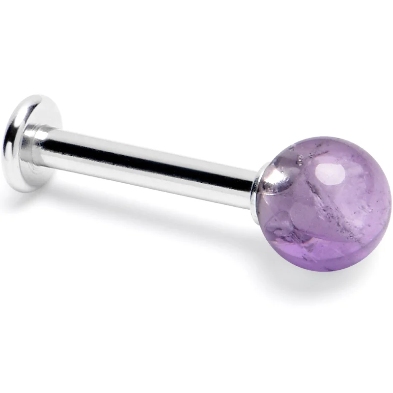 14 Gauge 3/8 Amethyst Natural Stone Labret Tragus Earring