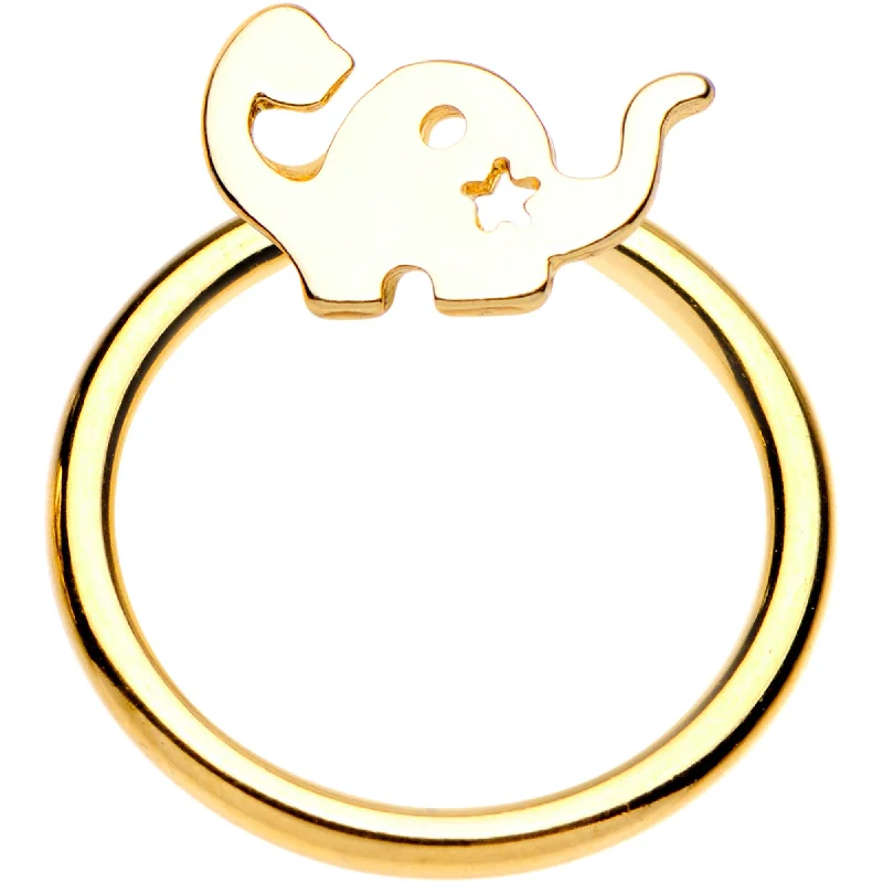 14 Gauge 3/8 Gold Tone IP Dinosaur Brontosaurus BCR Captive Ring