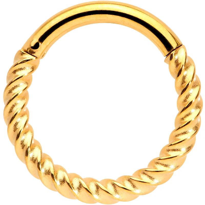 14 Gauge 3/8 Gold Tone Twisted Elegance Septum Clicker