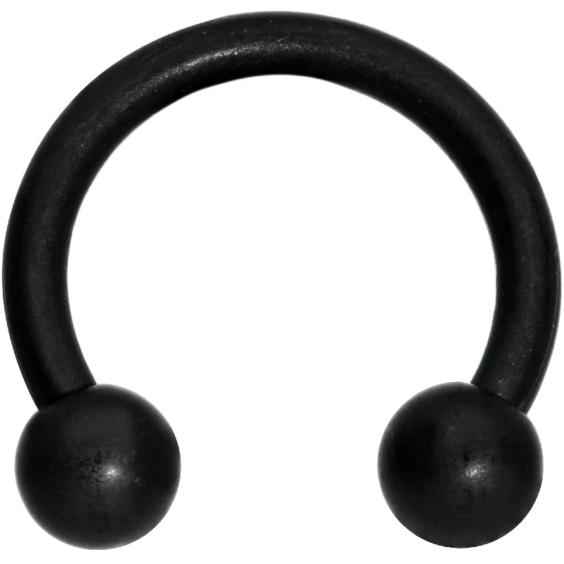 14 Gauge 3/8 Matte Black Horseshoe Circular Barbell