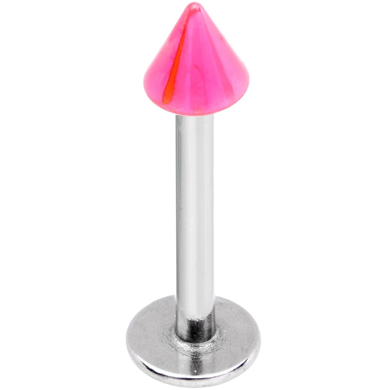 14 Gauge 3/8 Pink 3mm Cone Labret Monore