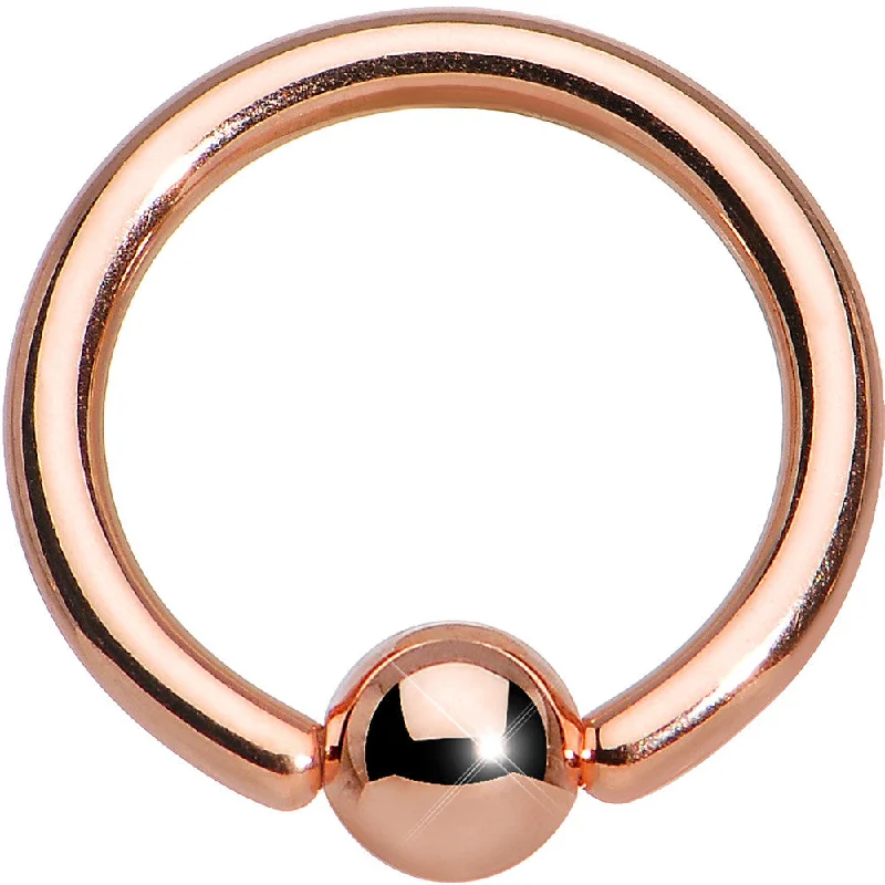 14 Gauge 3/8 Rose Gold Plated BCR Captive Ring