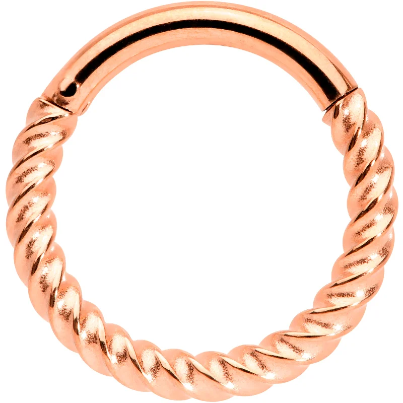 14 Gauge 3/8 Rose Gold Tone Twisted Elegance Septum Clicker