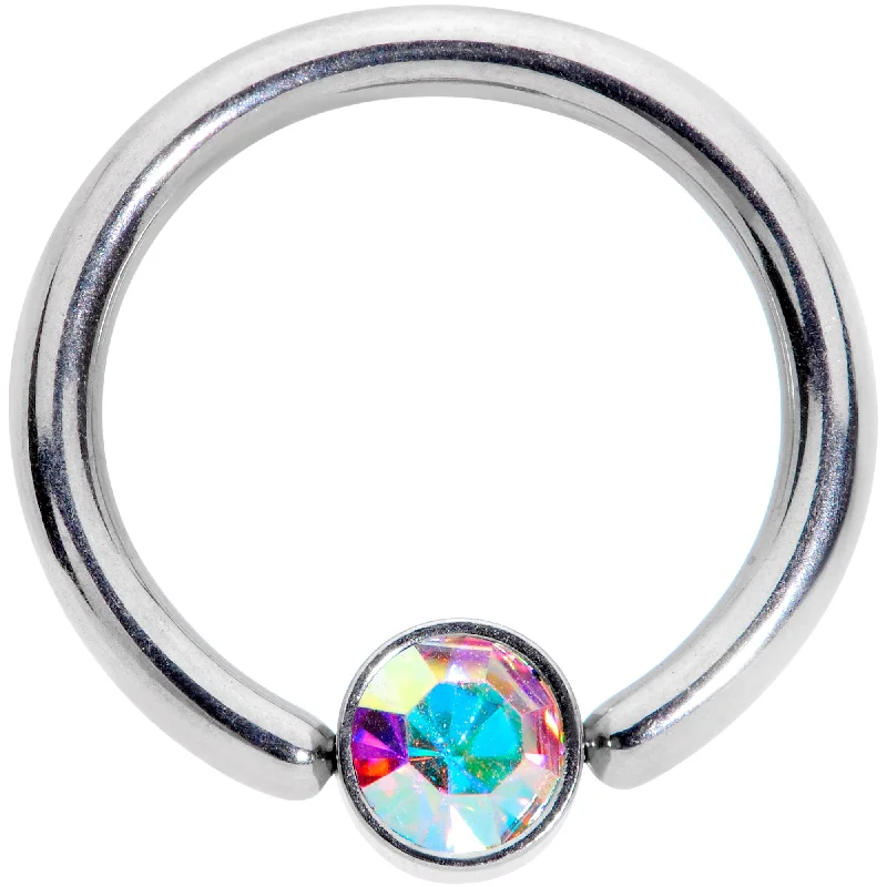 14 Gauge 3/8 Aurora Gem 4mm Disc BCR Captive Bead Ring