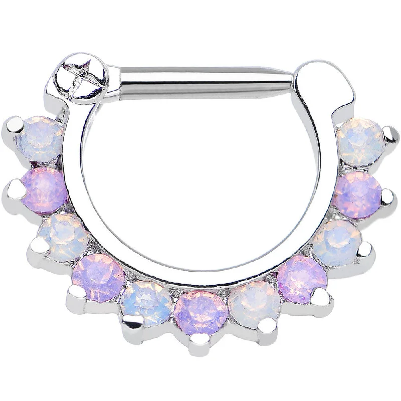 14 Gauge 5/16 Alluring Faux Opal Sparkling Gem Septum Clicker