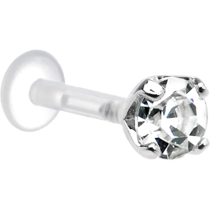 14 Gauge 5/16 Clear CZ Round Bioplast Tragus Labret Monroe