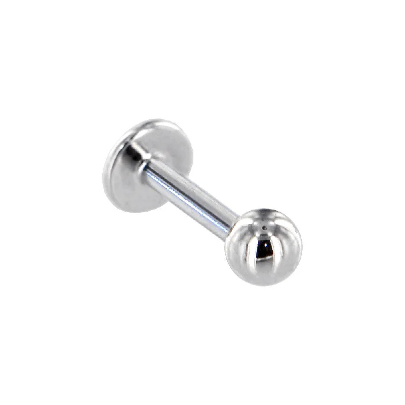 14 Gauge 5/16 Solid 14kt White Gold Labret Monroe- 4mm Ball