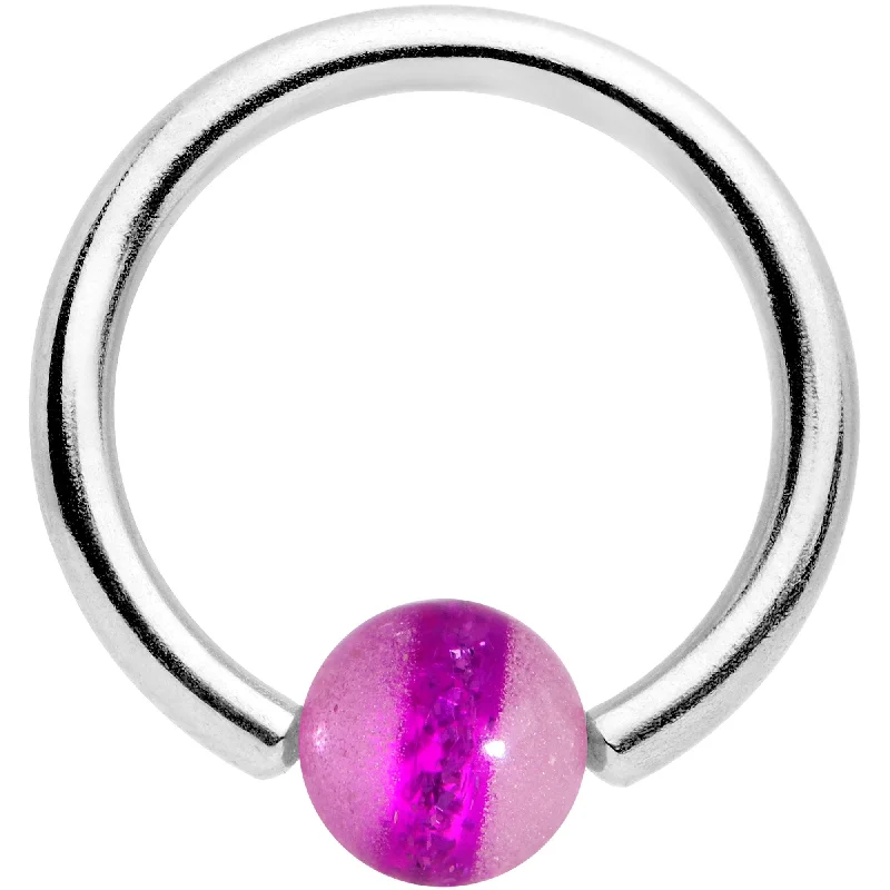 14 Gauge 7/16 Purple Acrylic Glow in the Dark Ball BCR Captive Ring