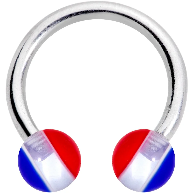 14 Gauge 7/16 USA Stripe Acrylic Ball Horseshoe Circular Barbell