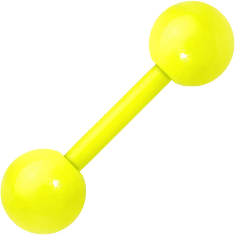 14 Gauge 9mm Yellow Acrylic Over Steel 6mm Ball Straight Barbell