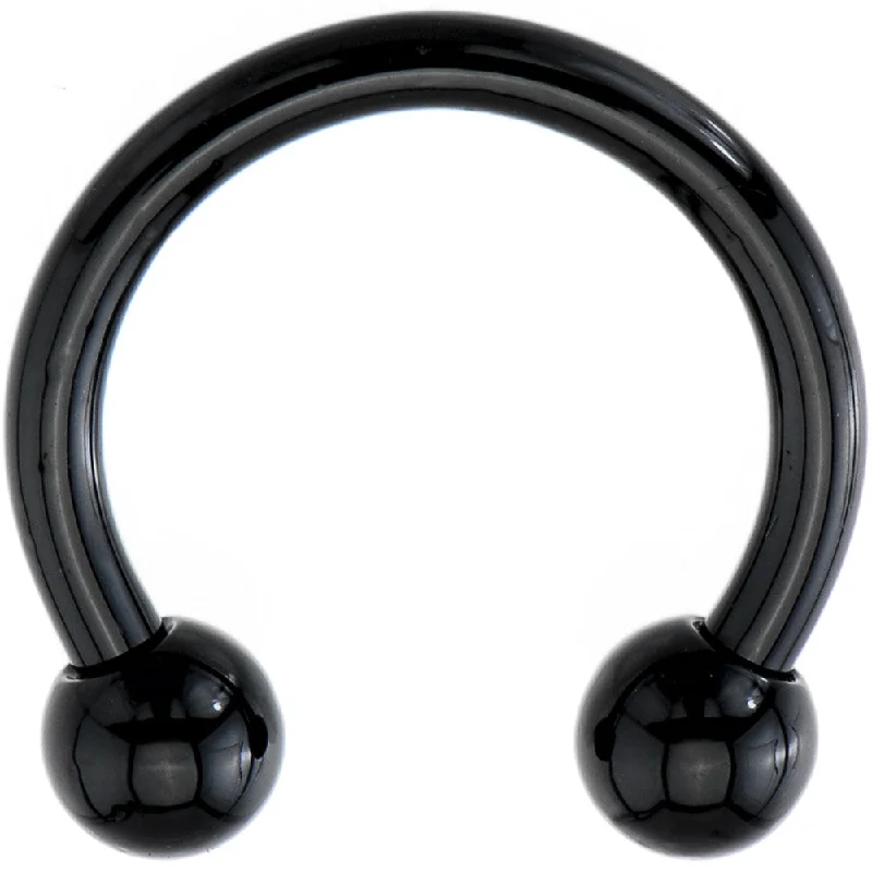 14 Gauge 7/16 Black Electroplate Horseshoe Circular Barbell