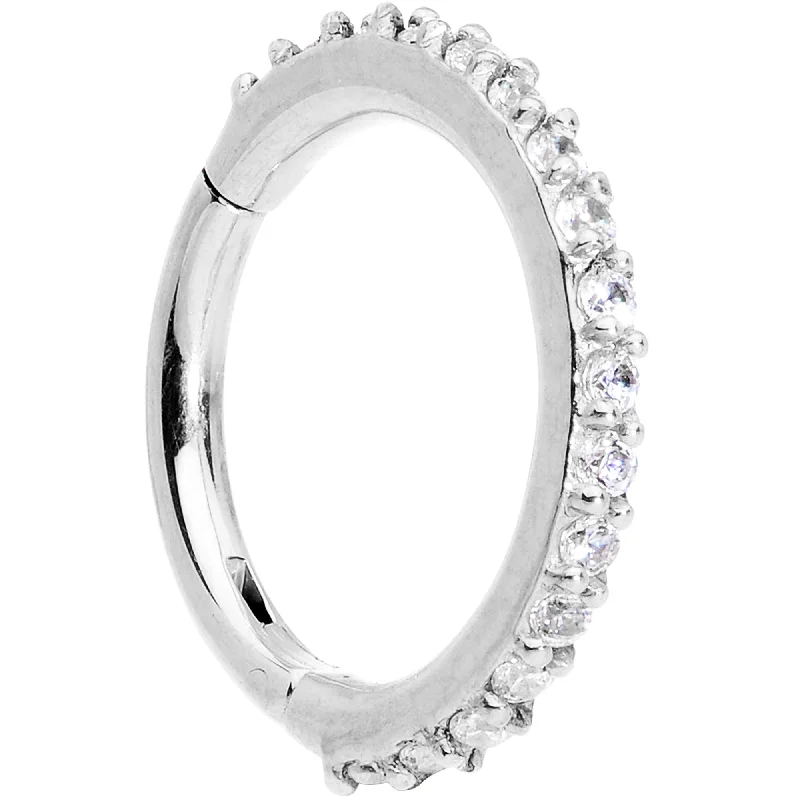 16 Gauge 5/16 Clear CZ Gem Stainless Steel Hinged Segment Ring