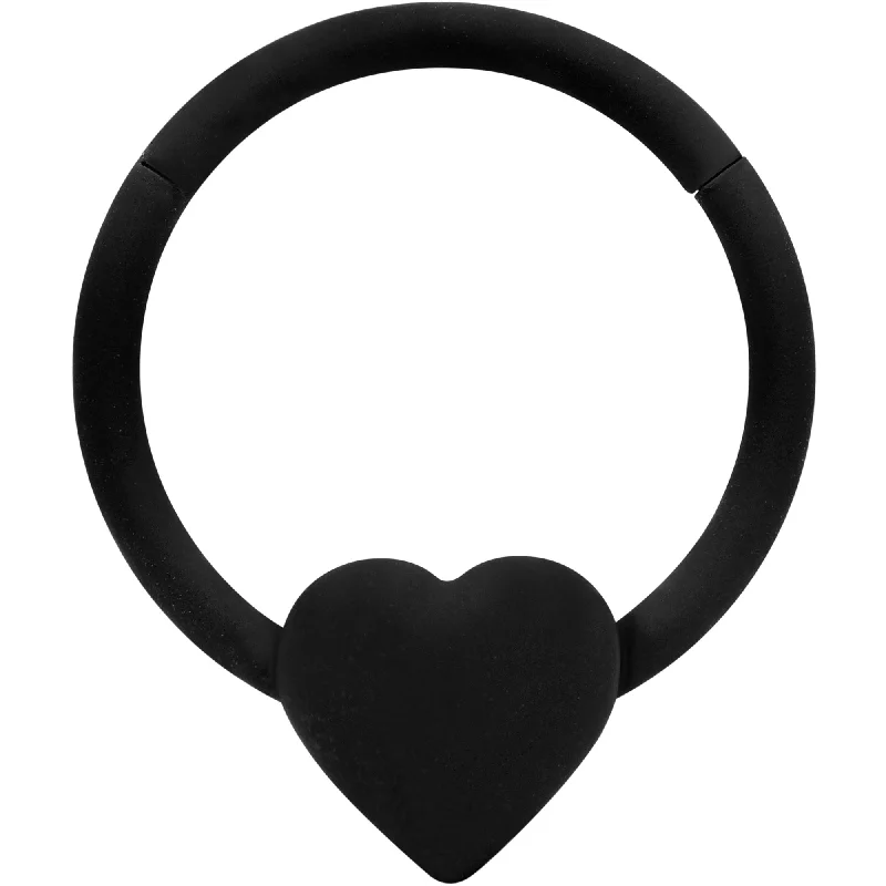 18 Gauge 3/8 Black Matte Little Heart Hinged Segment Ring