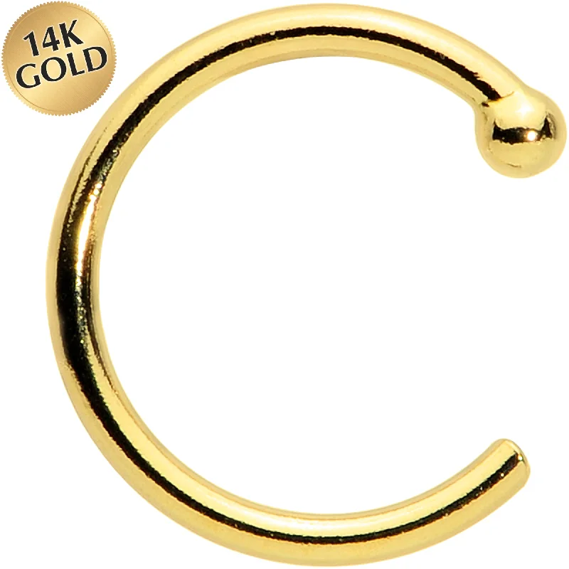 20 Gauge 1/4 14kt Solid Yellow Gold Nose Hoop