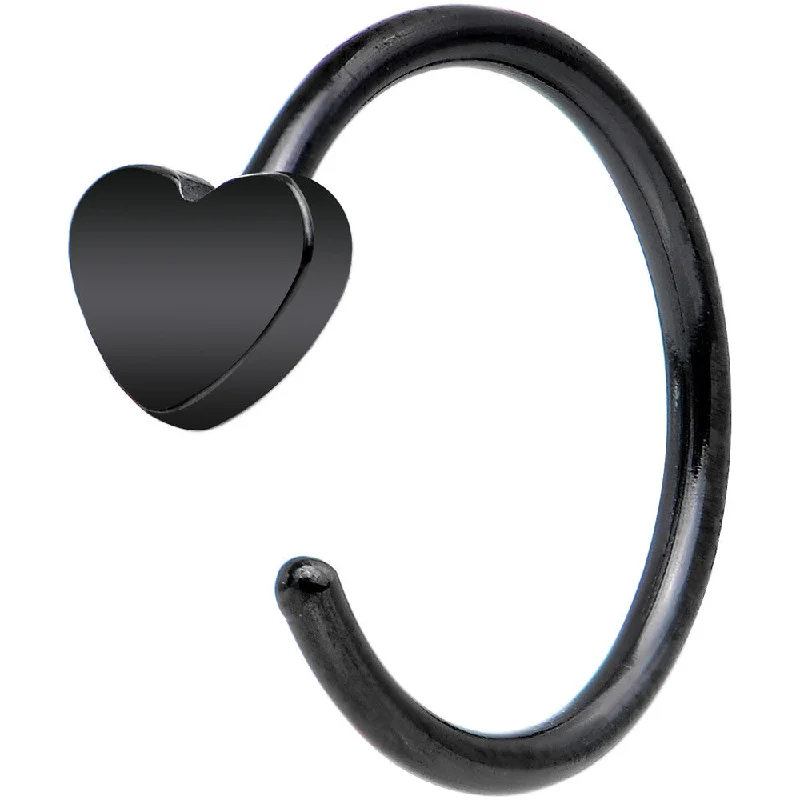 20 Gauge 5/16 Black IP Stainless Steel Darling Heart Nose Hoop