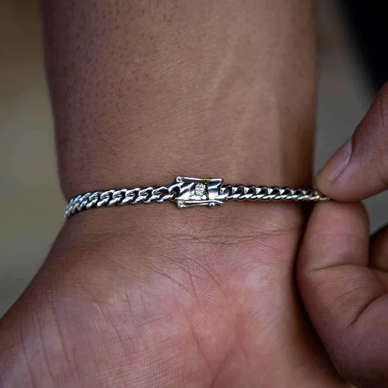 Cuban Link Bracelet in White Gold - 5mm