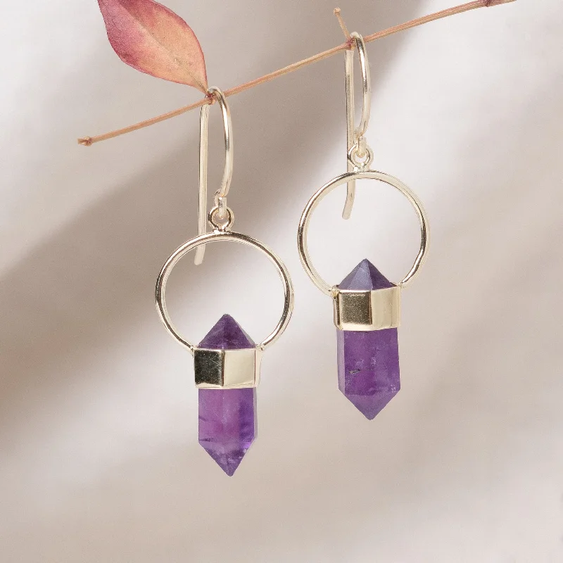 Amethyst Crystal Point Earrings