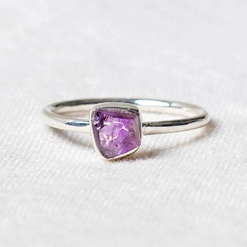 Amethyst Freeform Raw Silver Ring