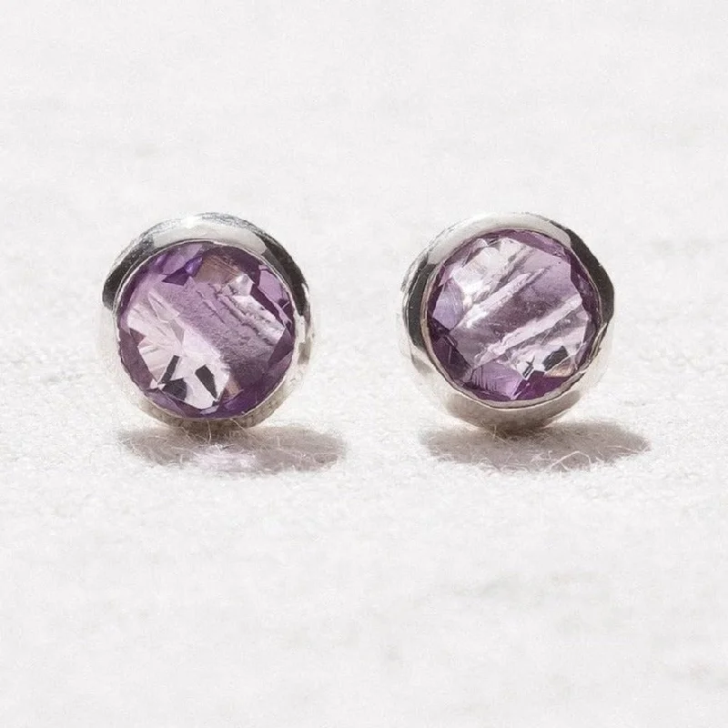 Amethyst Silver or Gold Stud Earring