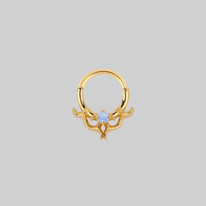 AURORA. Cosmic Waves Opalite Septum Clicker Ring - Gold