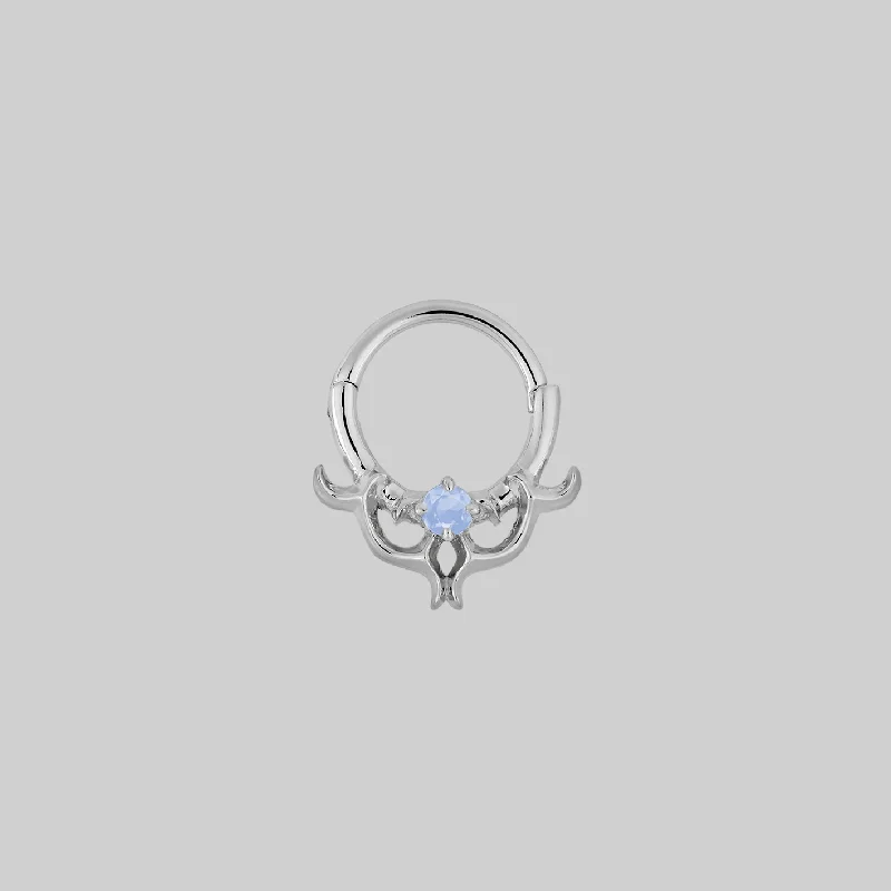 AURORA. Cosmic Waves Opalite Septum Clicker Ring - Silver