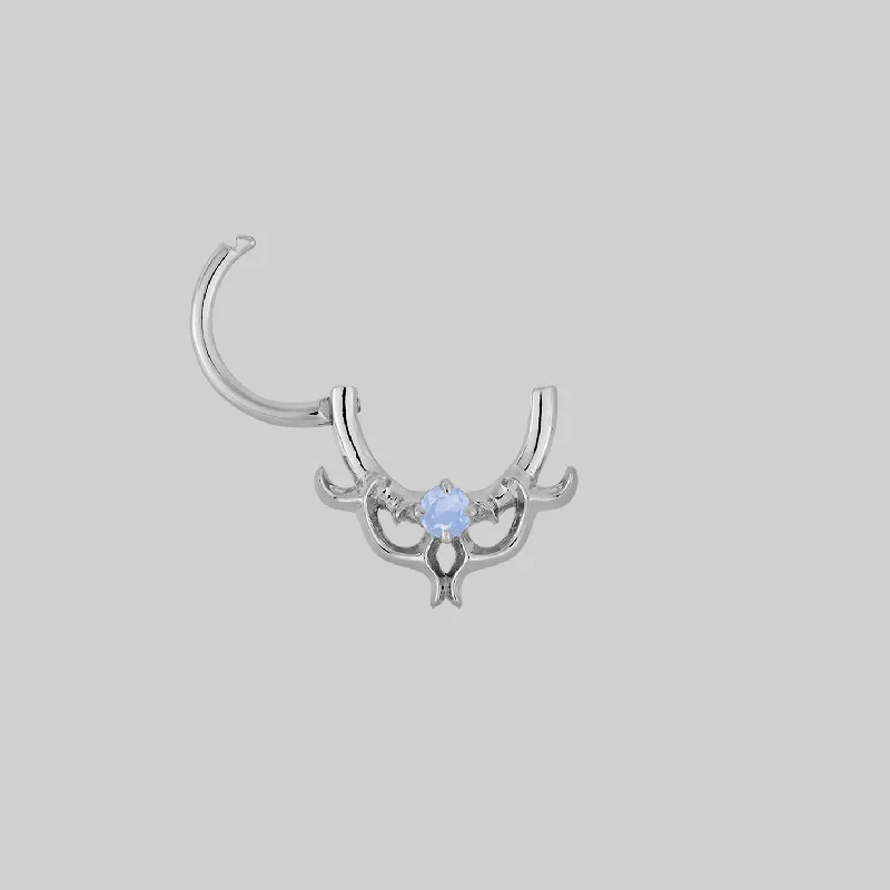 AURORA. Cosmic Waves Opalite Septum Clicker Ring - Silver