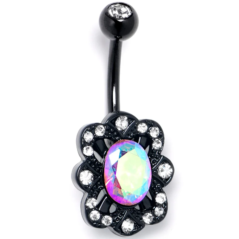 Aurora Gem Black Filigree Fantasy Belly Ring