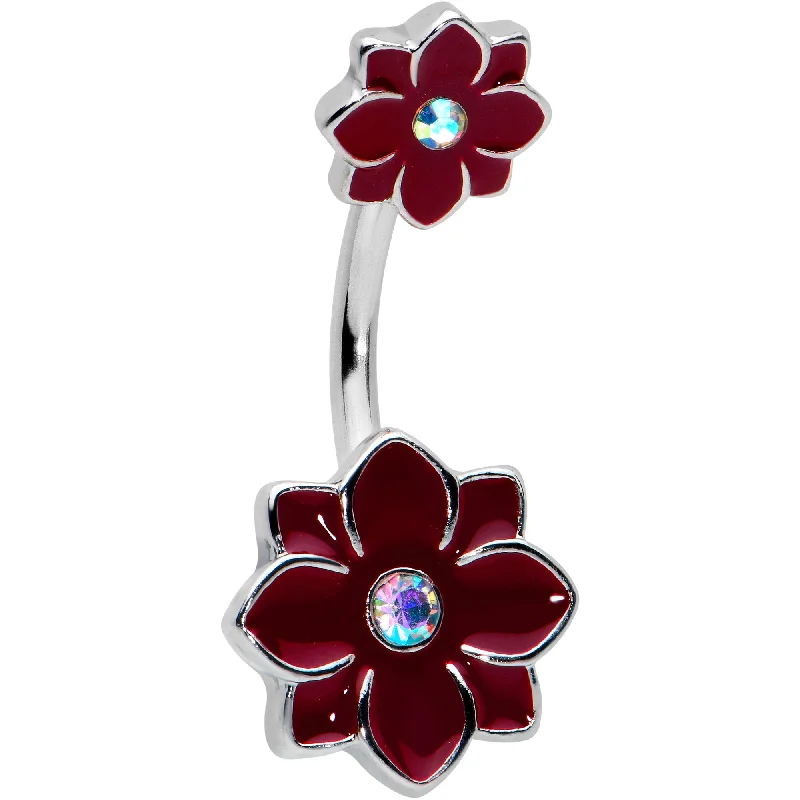 Aurora Gem Poinsettia Flower Festive Double Mount Belly Ring