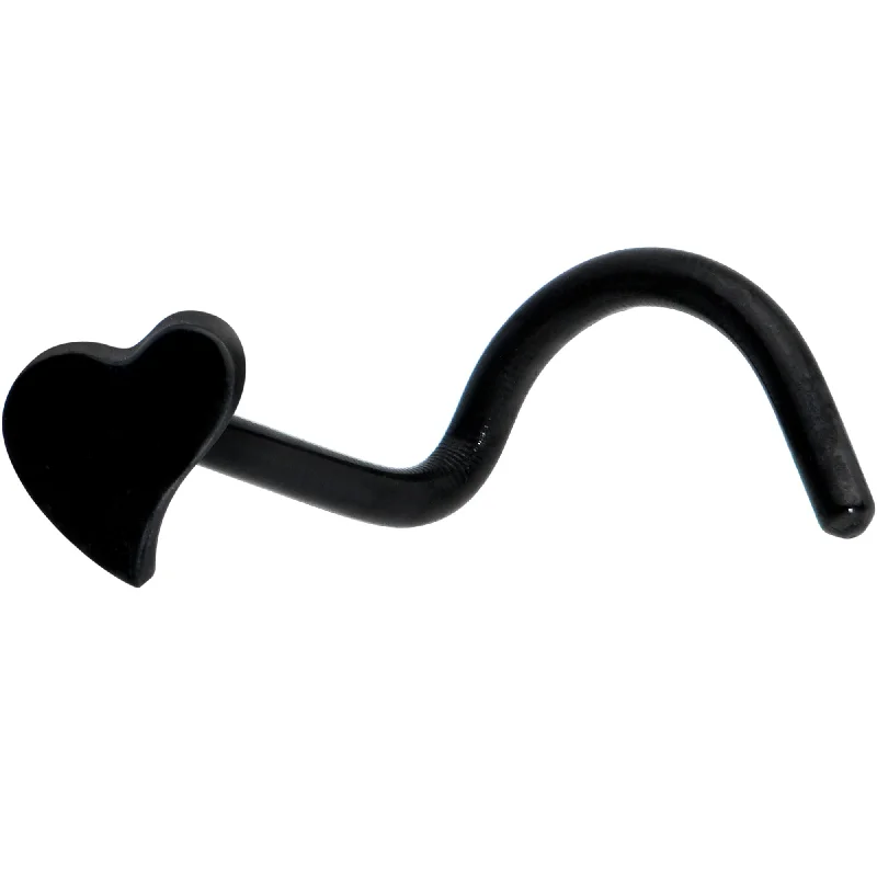 Black Anodized Titanium Heart Nose Ring