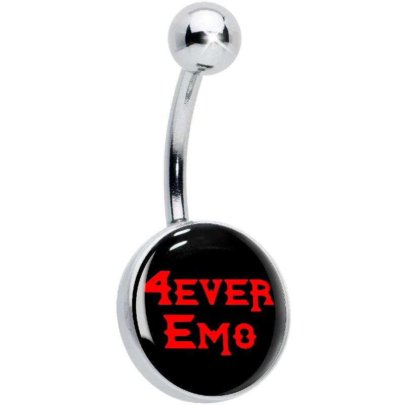 Black Red 4 Ever Emo Belly Ring