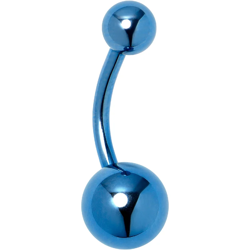 Blue ASTM F-136 Implant Grade Titanium Internally Threaded Belly Ring