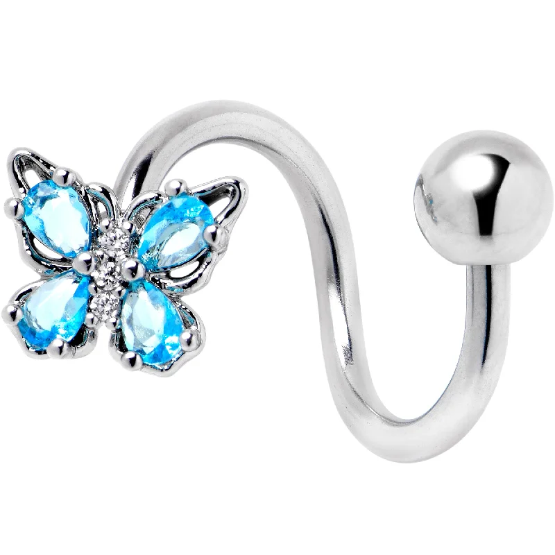 Blue Gem Baroque Beauty Butterfly Spiral Twister Belly Ring