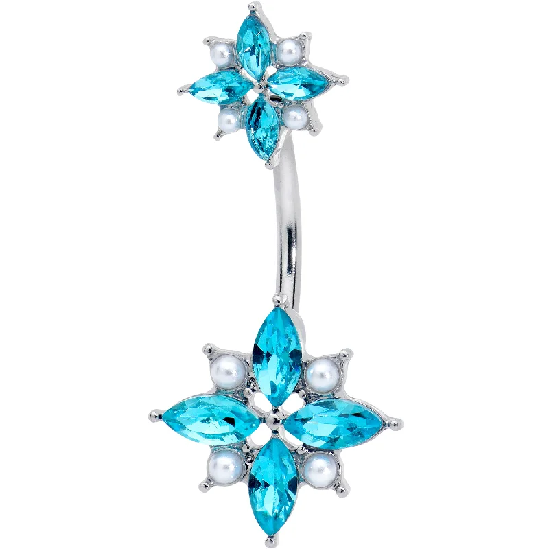 Blue Gem Star Power Double Mount Belly Ring