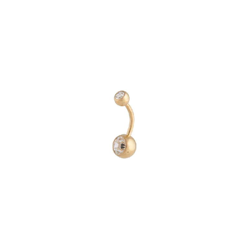 Gold Diamante Ball Belly Bar