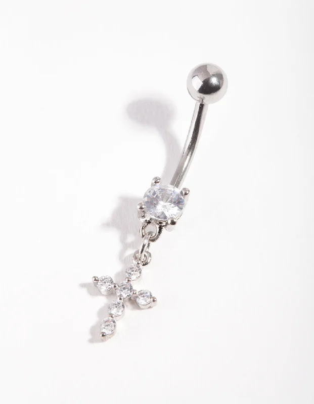 Surgical Steel Cubic Zirconia Belly Bar