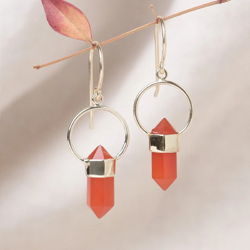 Carnelian Crystal Point Earrings