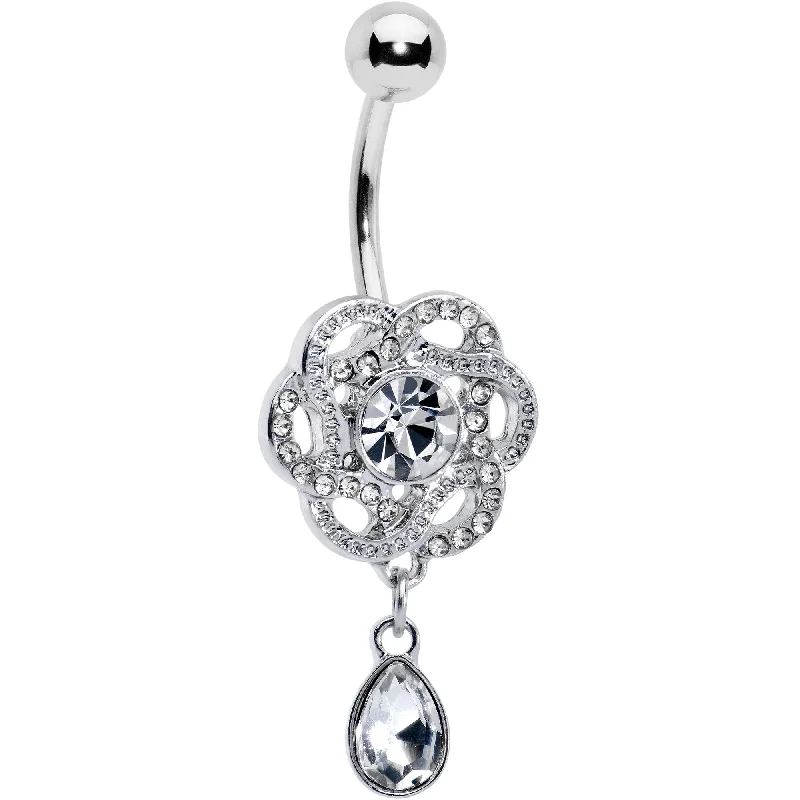 Clear Gem Celtic Knot Elegance Dangle Belly Ring