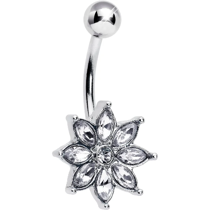 Clear Gem Flower Elegance Bloom Belly Ring