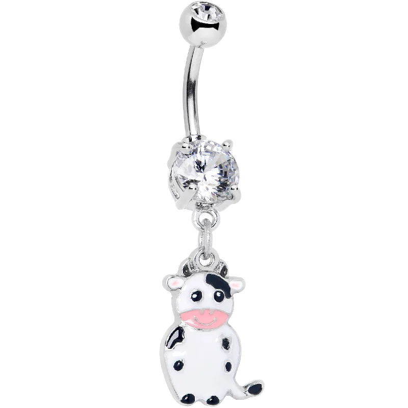 Clear Gem Moo Cow Cutie Dangle Belly Ring