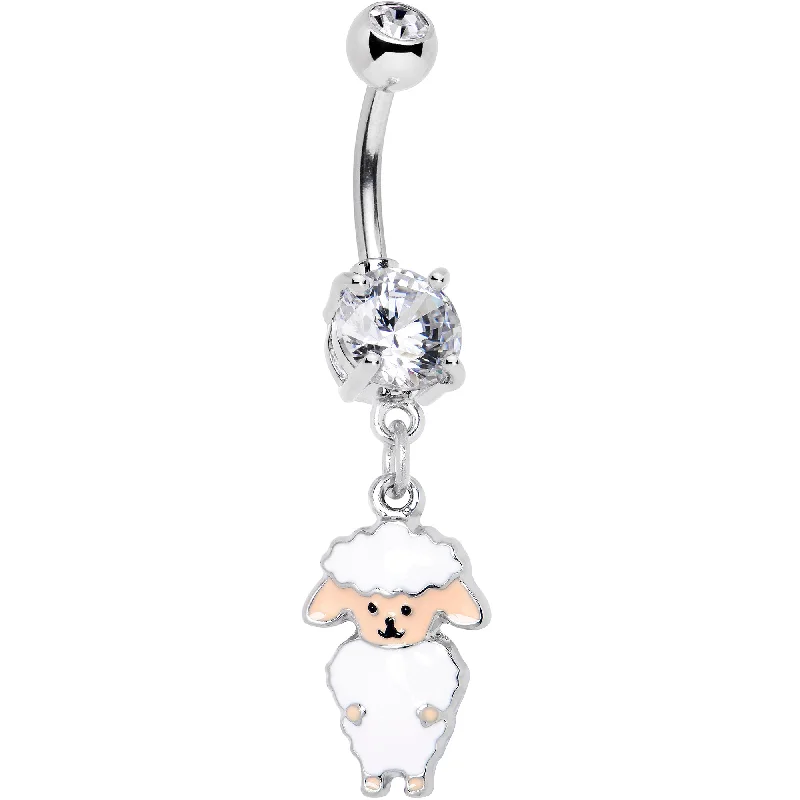 Clear Gem Sweetheart Sheep Dangle Belly Ring