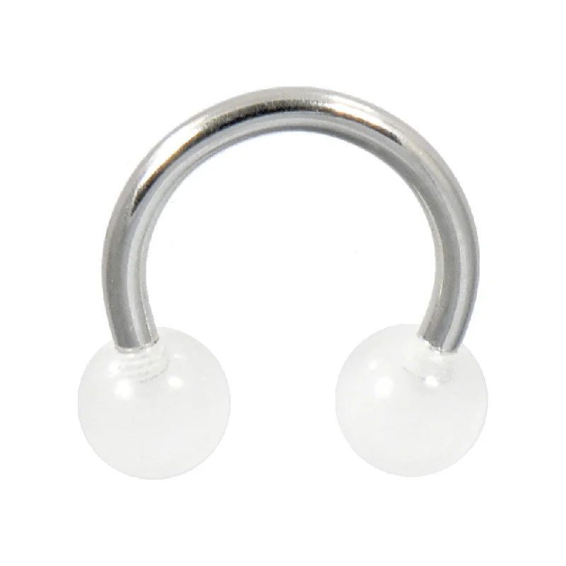 14 Gauge 7/16 Clear Glow in the Dark Horseshoe Circular Barbell