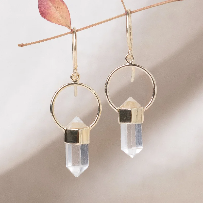 Clear Quartz Crystal Point Earrings