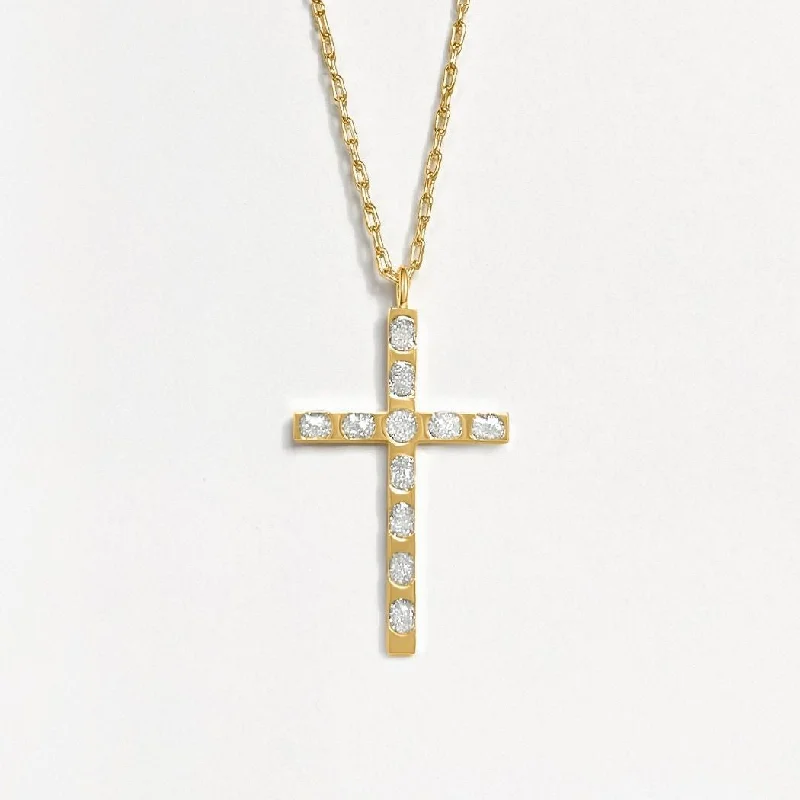 Cross Pendant (Crystal) - Gold