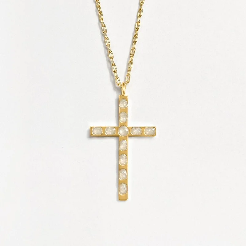 Cross Pendant (Pearl) - Gold