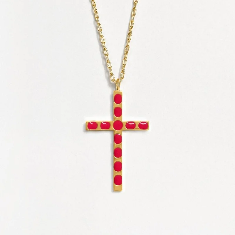 Cross Pendant (Pink) - Gold