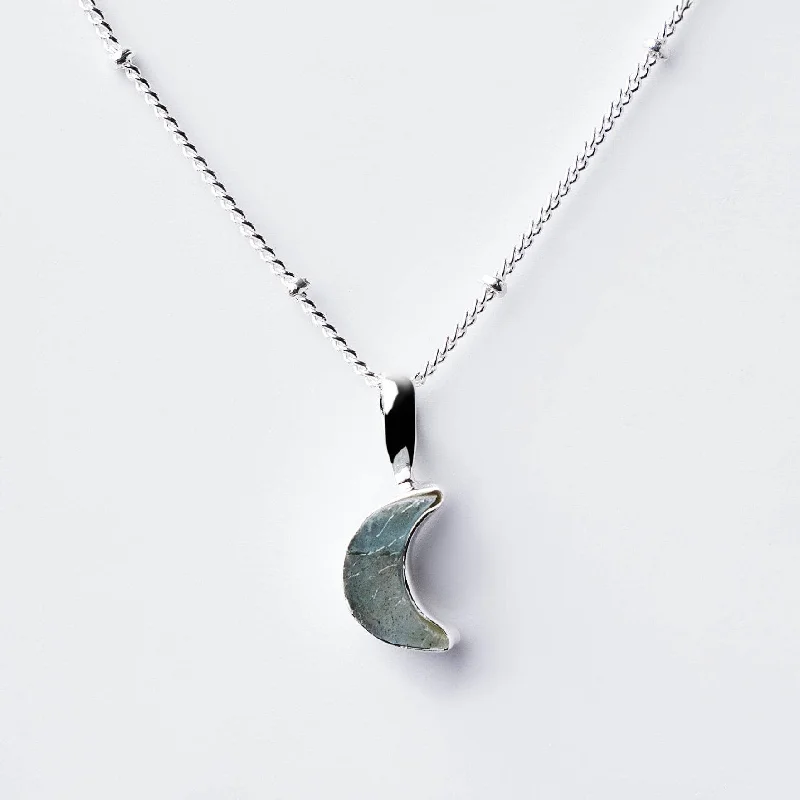 Crescent Moon Raw Gemstone Necklace