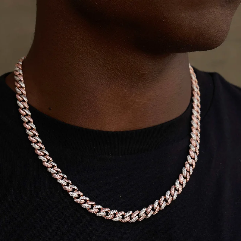 Diamond Cuban Chain in Rose/White Gold - 8.5mm