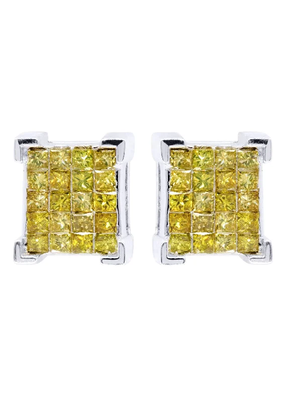 Diamond Earrings For Men | 1.25 Carats 14K White Gold